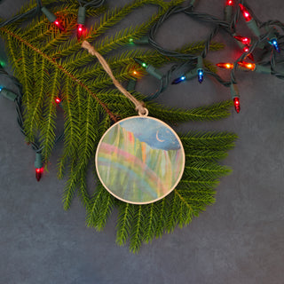 Mountain Circle Wood Ornament
