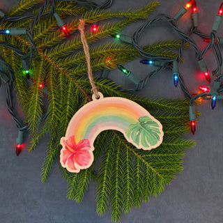 Rainbow Flora Wood Ornament
